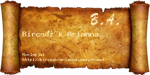 Bircsák Arianna névjegykártya